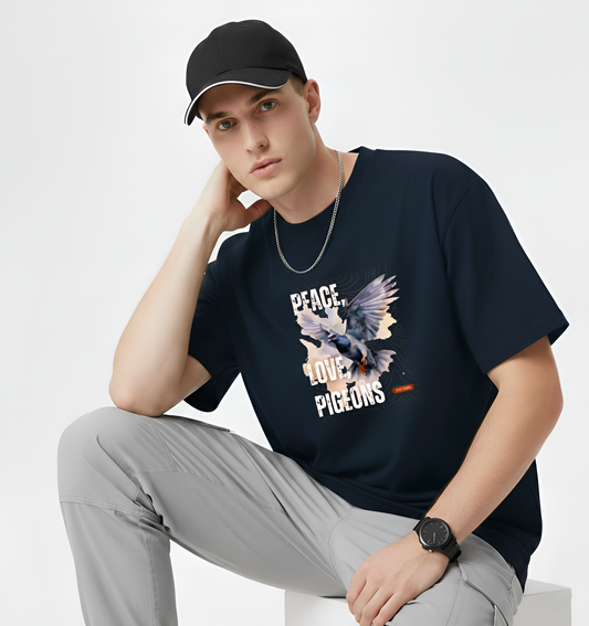 Peace Pigeon Graphic  Oversized Unisex Streetwear T-Shirt