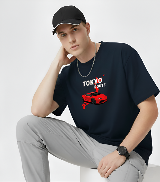 Tokyo Route Car Graphic Oversized Streetwear T-Shirt