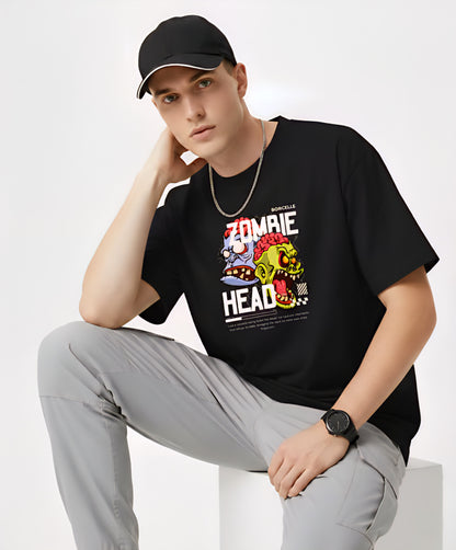 Zombie Head Graphic T-Shirt – Horror Streetwear Unisex Cotton Tee