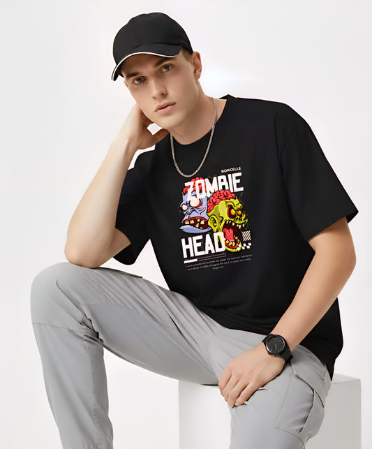 Zombie Head Graphic T-Shirt – Horror Streetwear Unisex Cotton Tee