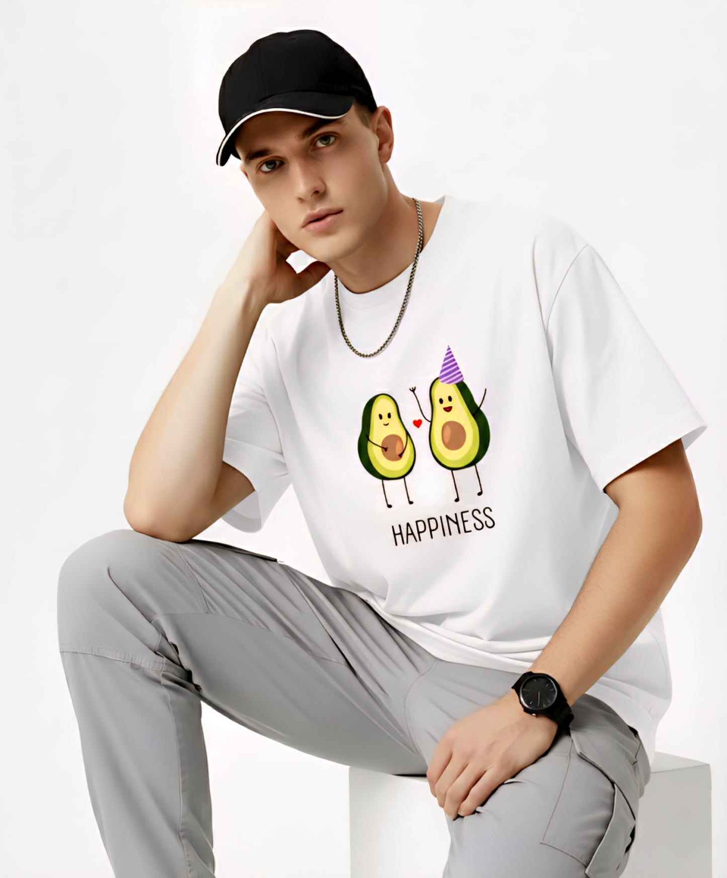 Avocado Happiness T-Shirt: Cute Kawaii Fruit Tee for Unisex Adults